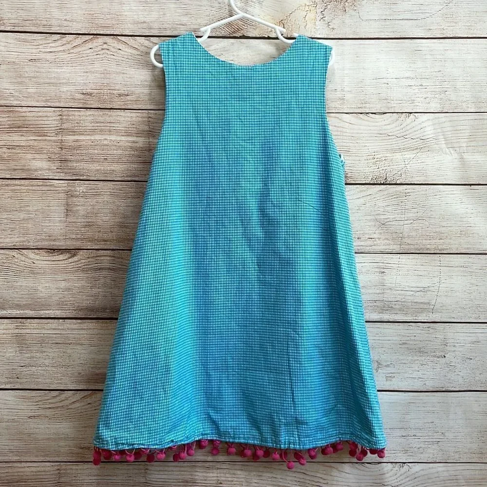 VINTAGE‎ POTATO SAKS GINGHAM DRESS WITH APPLIQUÉD FLIP-FLOPS